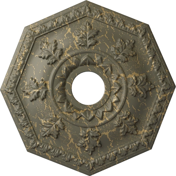 Ekena Millwork Nottingham Medallion (Canopies up to 4 5/8"), 18"OD x 3 1/2"ID x 1 1/2"P, Witch Hazel Crackle CM18NTWHC - main